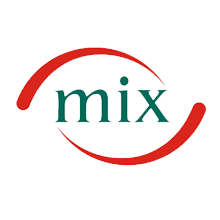 Logo da Mix nas cores verde e vermelha